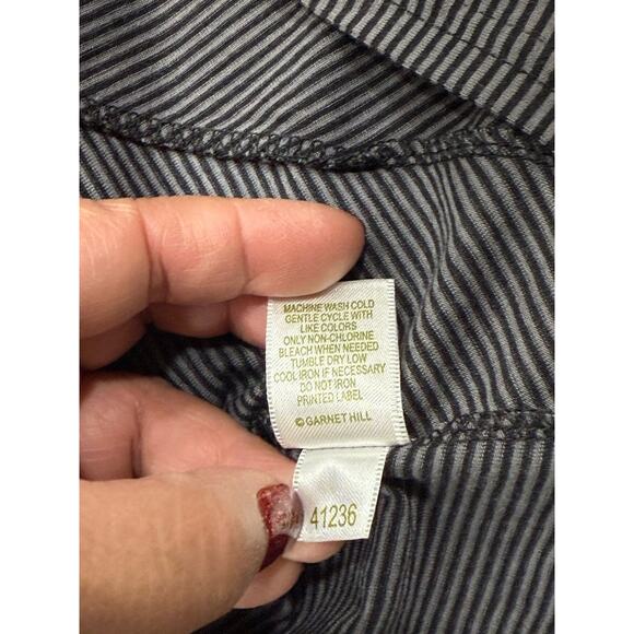 Garnet Hill Maxi Dress Womens Sz Large Gray Striped Long Sleeves Hi-Low Travel - Picture 8 of 9